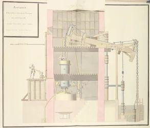 Cross-Section of a Steam Machine to Extract Water from Mines, c.1760