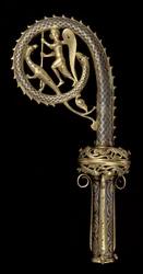 Crozier head depicting St. Michael Vanquishing the Dragon, Limoges, c.1220-30