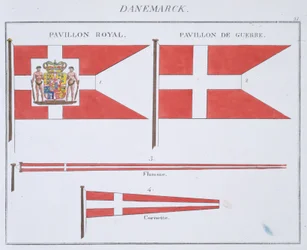 Danish Flags, from a French book of Flags, c.1819