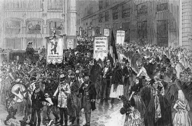 Demonstration in Madrid in 1873 for the abolition of slavery in the Spanish colonies.