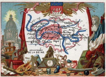 Departement of the Seine, today are the departments of Paris (75), Hauts-de-Seine (92), Seine-Saint-Denis (93) and Val-de-Marne (94), Ile de France, France. The Institut de France and symbol of