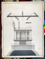 Design for a Chappe telegraph station for one of the domes of the Louvre, Paris, early 19th century