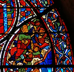 Detail from a Window Depicting the Parable of the Good Samaritan: God Creates the Angels