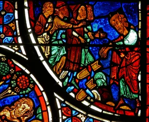 Detail from a Window Depicting the Parable of the Good Samaritan: Moses Throws Down the Tablets