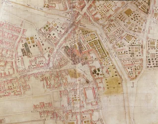 Detail of a Map of Paris showing the summit of Montagne Sainte-Genevieve, 1664