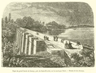 Dam of the large basin of Lampy, near Saint-Ferreol, on the Black Mountain