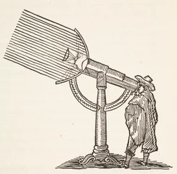 Dioptric telescope, illustration from Histoire de la Nation Francaise, Sciences, Volumes I & II