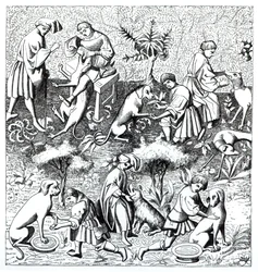 Diseases of Dogs and Their Cure, after a Miniature in the Manuscript of Gaston de Foix
