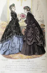Dresses and hairstyles - in “La femme et la famille et le journal des Jeunes personnes réunis” of 01/12/1868