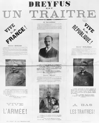 Dreyfus is a Traitor, poster with the portraits of his detractors, late 19th century