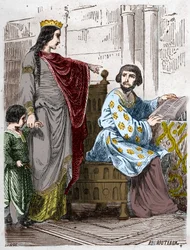 Dynasty of the Capetians: Constance of Arles (986-1032), Queen of France, with Robert II the Pious (972-1031)
