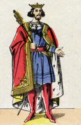 Dynasty of the Capetians: Portrait of Henry I (1009-1060), King of the Franks from 1031 to 1060. Epinal imaging from the end of the 19th century. Private collection.