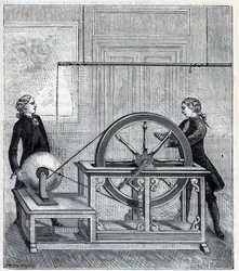 Electric machine (Generator) by Francis Hauksbee (1666-1713) perfected by Boze l
