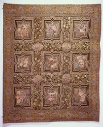 Embroidered table carpet with biblical scenes, c.1600