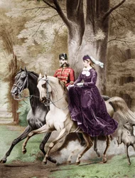 Emperor Franz Joseph I and Empress Elisabeth of Austria riding horses