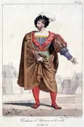 Engraving of a City Man in Costume Around 1545