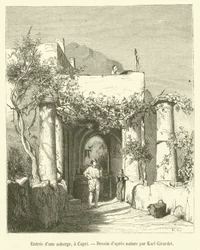 Entrance to an Inn, in Capri (engraving)