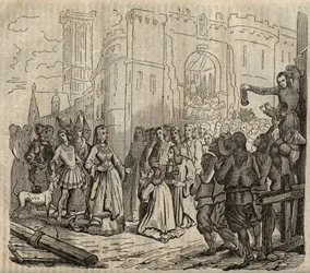 Entry of Anne of Brittany in Morlaix - engraving - 1838