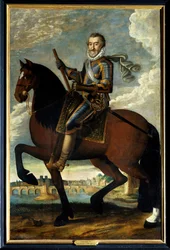 Equestrian portrait of Henry IV in front of the Pont Neuf in Paris