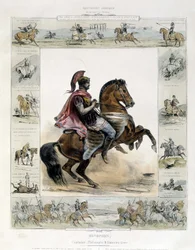 Equestrian portrait of Xenophon - in Picturesque history of ancient and modern riding by Charles Aubry