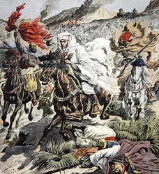 Escape of Sultan Abd Al-Aziz from Morocco, Cover Illustration from Le Petit Journal, 6 September, 1908