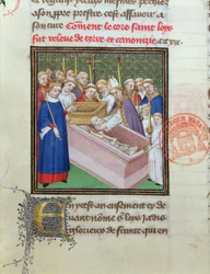 Exhumation and Canonisation of St. Louis (1215-70) in 1297, from Les Grandes Chroniques de France