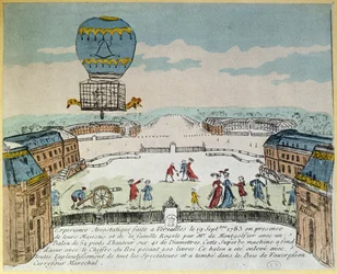 Experiment at Versailles of the Montgolfier Brothers with the Flight in a Montgolfiere Hot Air Balloon of a Cock, a Duck and a Sheep