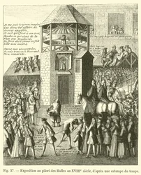Exhibition at the Pillory of the Halles in the 18th century, after an engraving of the time