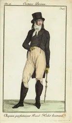 Fashionable man or Incroyable with cudgel