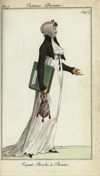 Fashionable woman in an embroidered toque cap