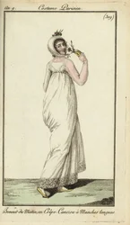 Fashionable woman in crepe morning bonnet