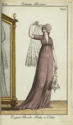 Fashionable woman in embroidered toquet hat