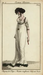 Fashionable woman or Merveilleuse in crepe hat