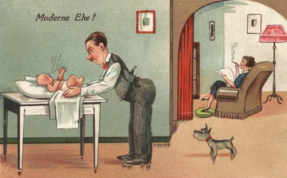 Father Changing a Baby