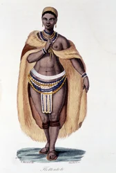 Femme Hottentote (Venus Hottentote) in traditional costume - in 