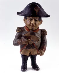 Figurine used as a piggy bank with the effigy of Napoleon I. Statuette from the second half of the 19th century. Collection to soldiers of yesteryear