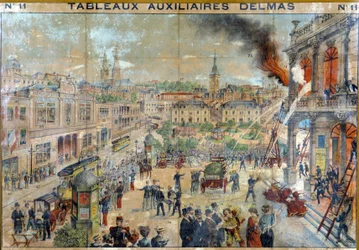 Fire in the city, 19th century, ed. Delmas