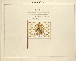 Flag of the Dauphin and Dauphine, Louis-Antoine and Marie-Therese of France, from Pavillons des Puissances Maritimes, c.1815-30