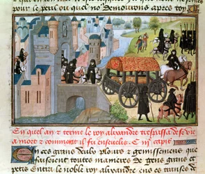 How Alexander the Great (356-323 BC) Passed Away and Was Buried, from the manuscript by Jean Vauquelin, from the Histoire du Grand Alexandre, 1460