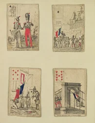Four Playing Cards Commemorating the Heroes of July 1830