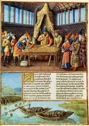 Bayezid I Receiving the Ransom, from Passages faits Outremer Written by Sebastien Mamerot, c.1490