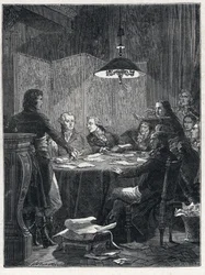 French Revolution: Meeting of the Public Salvation Committee, a revolutionary government set up by the National Convention in 1793