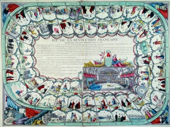 French Revolution: game of the goose presenting the major stages of the revolution and a view of the National Assembly. End of the 18th century. Paris, B.N.