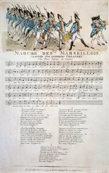 French Revolution: score of La marche des Marseillois by Claude Balbastre (1724-1799), variation on the theme of the Marseillaise, the French national anthem. November 1792 Paris, Bibliotheque de l