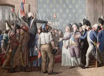 French Revolution: the March on the Tuileries, 20 June 1792 - French Revolution - Attack on the Palais des Tuileries, 20 June 1792 - The day of 20 June 1792 at the Chateau des Tuileries. King Louis XVI presents himself before the people and heats the red c