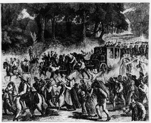 French Revolution: The Arrival of the Royal Family (Louis XVI and Marie Antoinette) in Paris, 5 October 1789 - Engraving