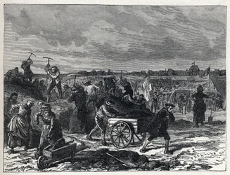 French Revolution: works of the Champs de Mars in Paris, to prepare for the Fete de la Federation in 1790