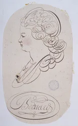 French calligraphy: Portrait of a young person executed by Bernard de Paris around 1780