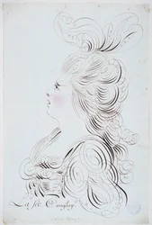 French calligraphy: Portrait of the princess of Polignac enhanced by watercolour by Bernard de Paris around 1780. Historical library of the city of Paris
