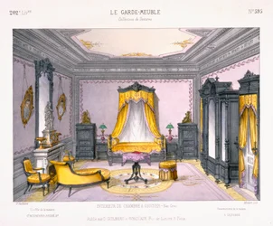 French Design for an Interior of a Bedroom in Neo Greek Style